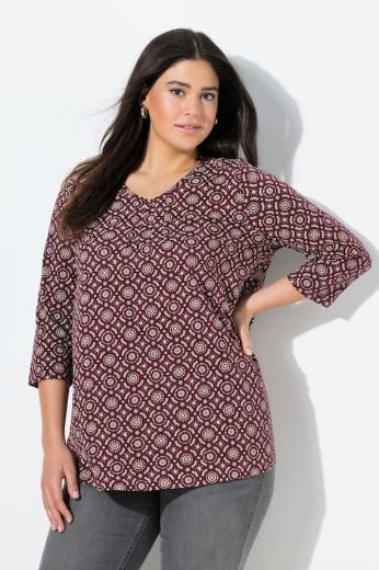 Moda za polnejše Majica 3/4 rukava V ovratnik plus velikost, xxl, Ulla Popken in Johann Popken (JP1880)