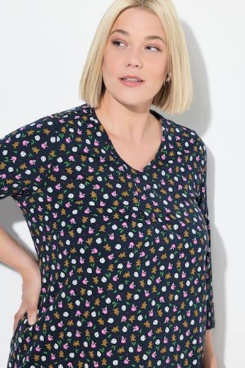 Moda za polnejše Majica 3/4 rukava V ovratnika plus velikost, xxl, Ulla Popken in Johann Popken (JP1880)