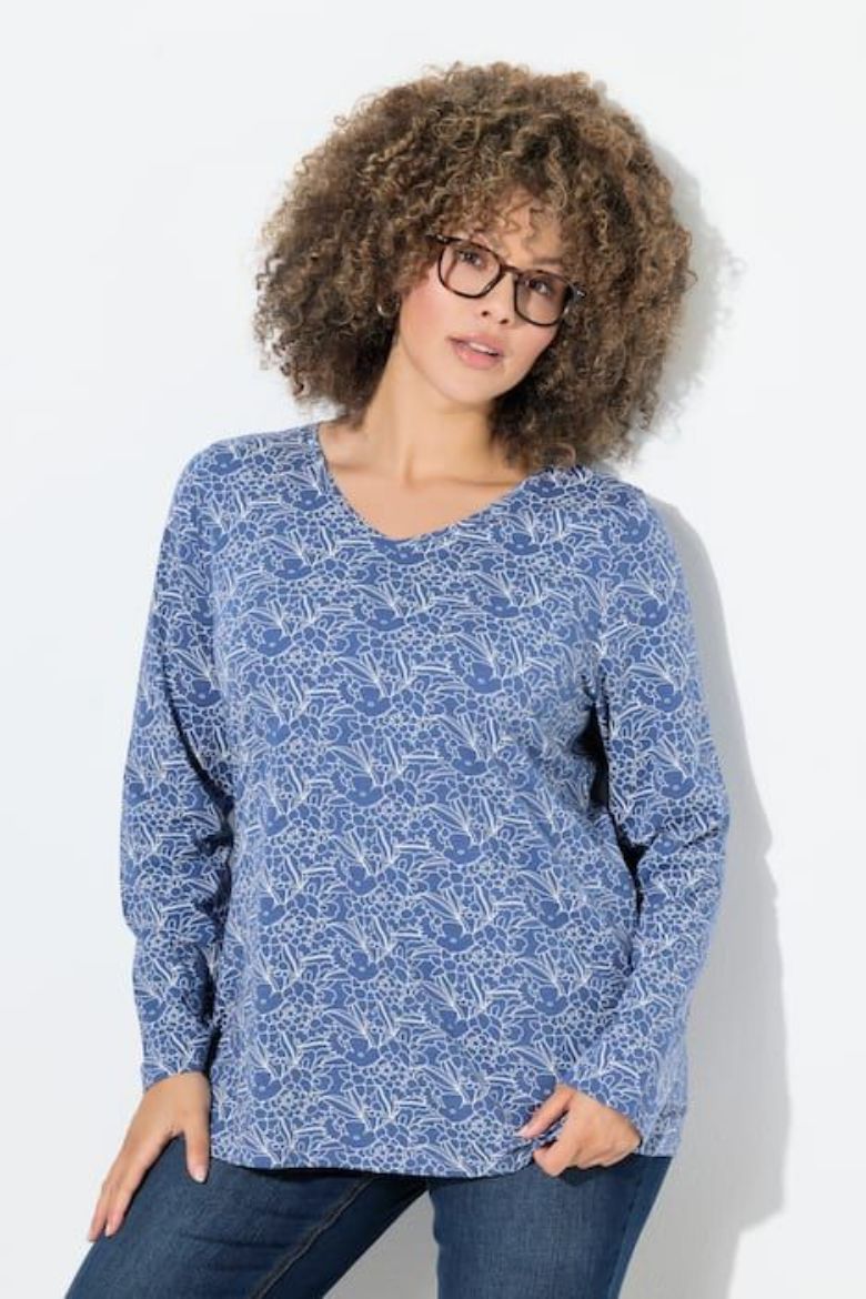 Moda za polnejše Majica dugih rukava V ovratnika plus velikost, xxl, Ulla Popken in Johann Popken (JP1880)