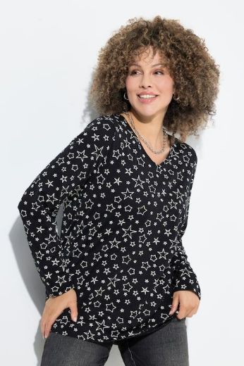 Moda za polnejše Majica dugih rukava V ovratnika plus velikost, xxl, Ulla Popken in Johann Popken (JP1880)