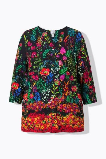Moda za polnejše Majica A kroja  s 3/4 rukavima cvjetnog printa plus velikost, xxl, Ulla Popken in Johann Popken (JP1880)