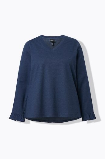 Moda za polnejše Majica dugih rukava V ovratnika plus velikost, xxl, Ulla Popken in Johann Popken (JP1880)