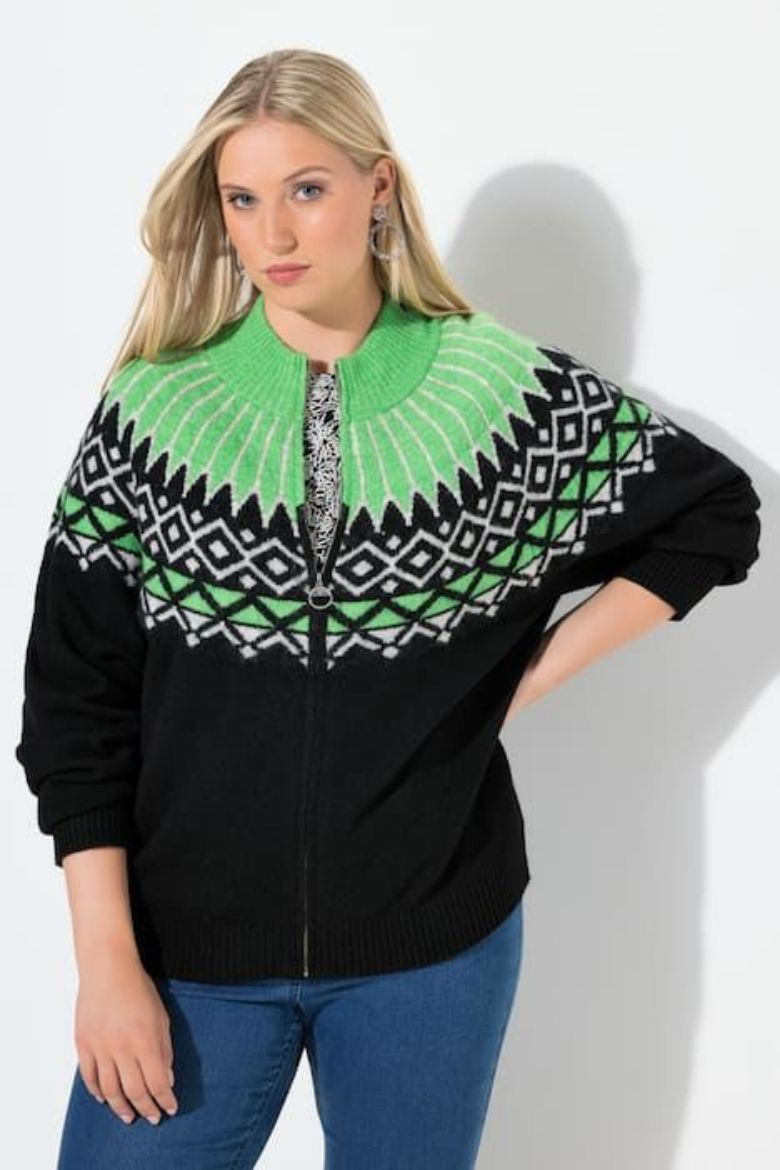 Moda za polnejše Kardigan pleteni s patentnim zatvaračem plus velikost, xxl, Ulla Popken in Johann Popken (JP1880)