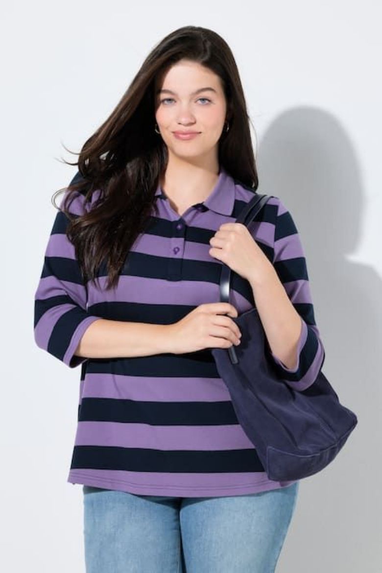 Moda za polnejše Majica Polo 3/4 rukava plus velikost, xxl, Ulla Popken in Johann Popken (JP1880)