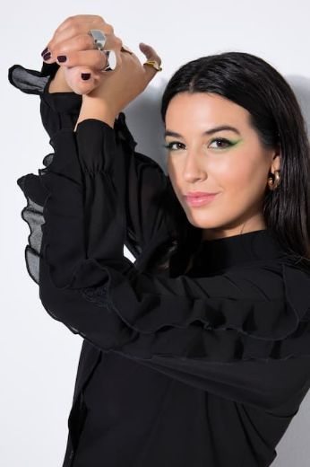 Moda za polnejše Bluza dugih rukava na volane plus velikost, xxl, Ulla Popken in Johann Popken (JP1880)