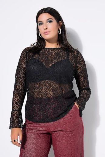 Moda za polnejše Majica dugih rukava od prozirne čipke plus velikost, xxl, Ulla Popken in Johann Popken (JP1880)