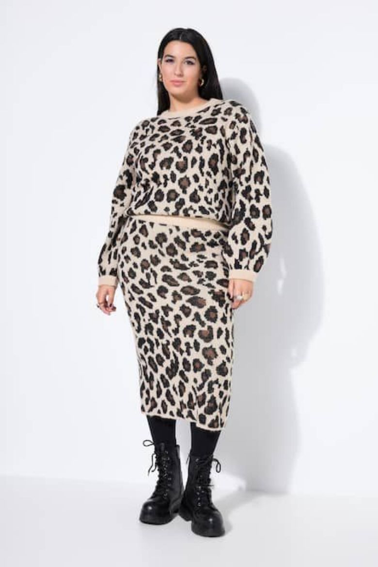 Moda za polnejše Suknja midi s leopard uzorkom plus velikost, xxl, Ulla Popken in Johann Popken (JP1880)