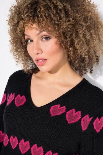 Moda za polnejše Pulover dugih rukava V ovratnika plus velikost, xxl, Ulla Popken in Johann Popken (JP1880)