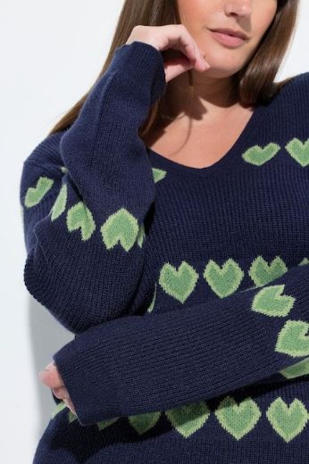 Moda za polnejše Pulover dugih rukava V ovratnika plus velikost, xxl, Ulla Popken in Johann Popken (JP1880)