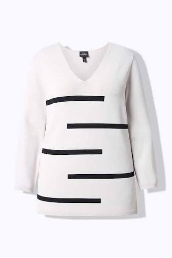 Moda za polnejše Pulover dugih rukava V ovratnika plus velikost, xxl, Ulla Popken in Johann Popken (JP1880)