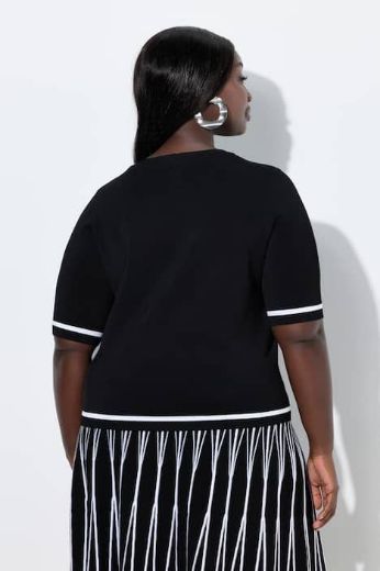 Moda za polnejše Pulover kratkih rukava V ovratnika plus velikost, xxl, Ulla Popken in Johann Popken (JP1880)