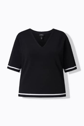 Moda za polnejše Pulover kratkih rukava V ovratnika plus velikost, xxl, Ulla Popken in Johann Popken (JP1880)