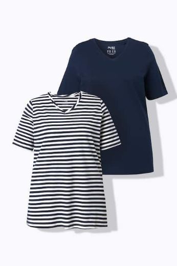 Moda za polnejše Majica kratkih rukava 2 komada plus velikost, xxl, Ulla Popken in Johann Popken (JP1880)