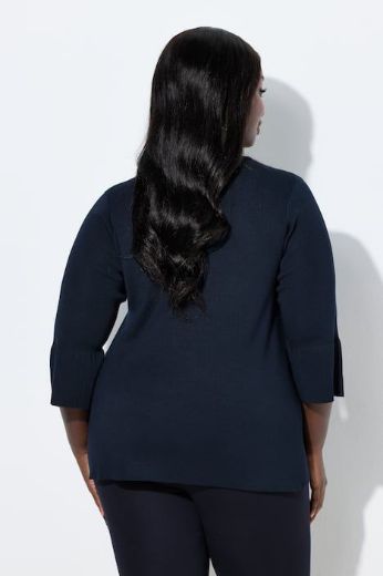 Moda za polnejše Pulover 3/4 rukava V ovratnika plus velikost, xxl, Ulla Popken in Johann Popken (JP1880)