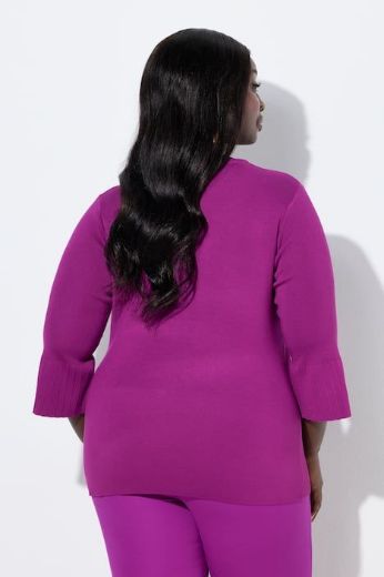 Moda za polnejše Pulover 3/4 rukava V ovratnika plus velikost, xxl, Ulla Popken in Johann Popken (JP1880)