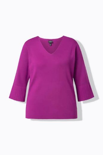 Moda za polnejše Pulover 3/4 rukava V ovratnika plus velikost, xxl, Ulla Popken in Johann Popken (JP1880)