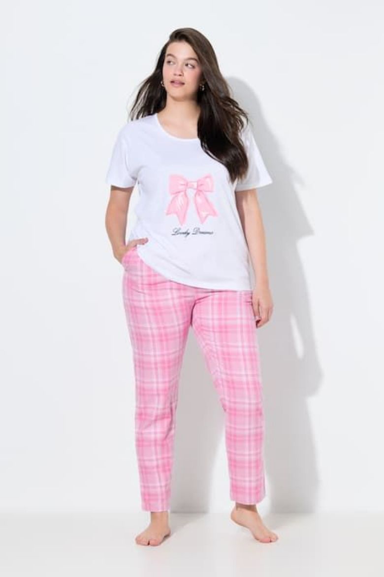 Moda za polnejše Pidžama dugih kariranih nogavica plus velikost, xxl, Ulla Popken in Johann Popken (JP1880)