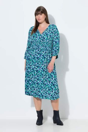 Moda za polnejše Haljina midi 3/4 rukava V ovratnika plus velikost, xxl, Ulla Popken in Johann Popken (JP1880)