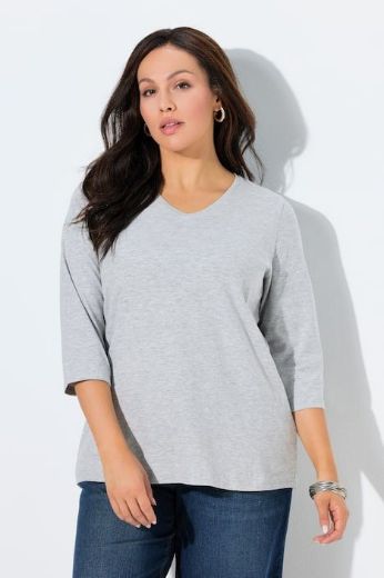 Moda za polnejše Majica 3/4 rukava V ovratnika plus velikost, xxl, Ulla Popken in Johann Popken (JP1880)