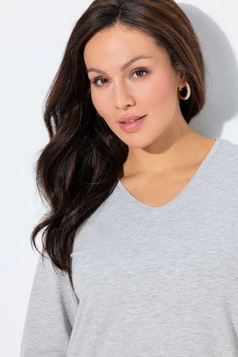 Moda za polnejše Majica 3/4 rukava V ovratnika plus velikost, xxl, Ulla Popken in Johann Popken (JP1880)