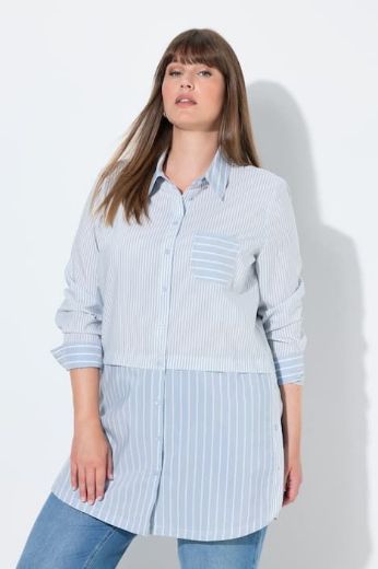 Moda za polnejše Košulja dugih rukava na pruge dužeg kroja plus velikost, xxl, Ulla Popken in Johann Popken (JP1880)