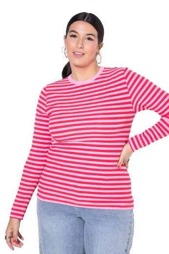 Moda za polnejše Majica dugih rukava na pruge plus velikost, xxl, Ulla Popken in Johann Popken (JP1880)