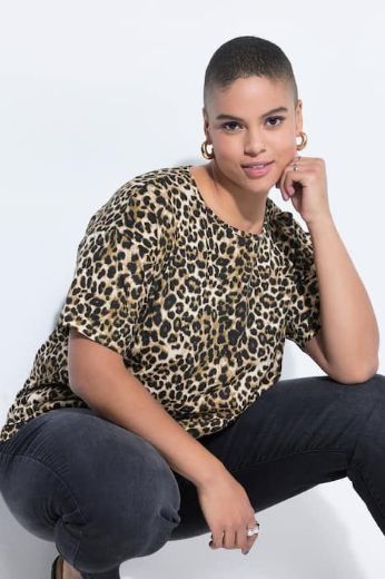 Moda za polnejše Majica kratkih rukava s leopard uzorkom plus velikost, xxl, Ulla Popken in Johann Popken (JP1880)