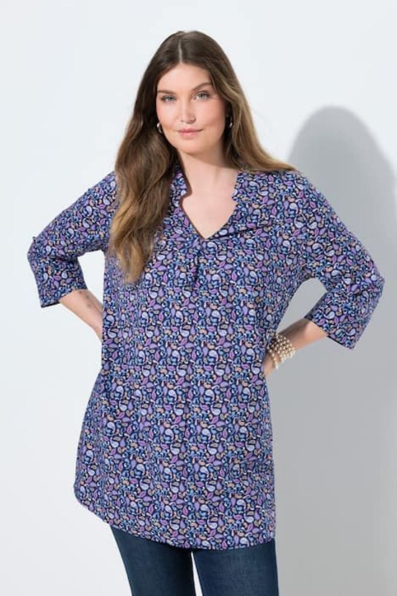 Moda za polnejše Tunika 3/4 rukava V ovratnika plus velikost, xxl, Ulla Popken in Johann Popken (JP1880)