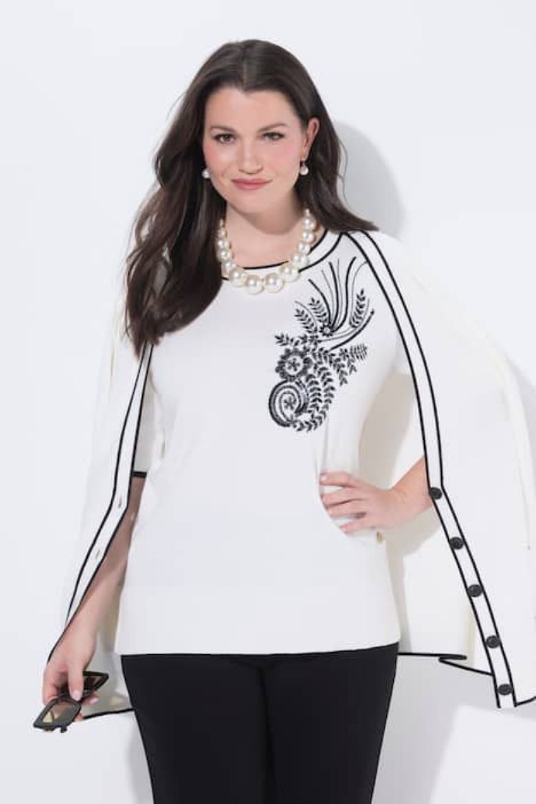 Moda za polnejše Pulover kratkih rukava plus velikost, xxl, Ulla Popken in Johann Popken (JP1880)