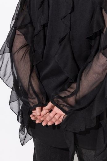 Moda za polnejše Bluza dugih rukava na volane plus velikost, xxl, Ulla Popken in Johann Popken (JP1880)