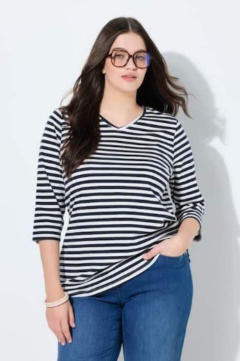 Moda za polnejše Majica 3/4 rukava V ovratnika plus velikost, xxl, Ulla Popken in Johann Popken (JP1880)