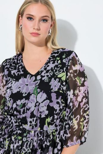 Moda za polnejše Haljina midi 3/4 rukava A kroja plus velikost, xxl, Ulla Popken in Johann Popken (JP1880)