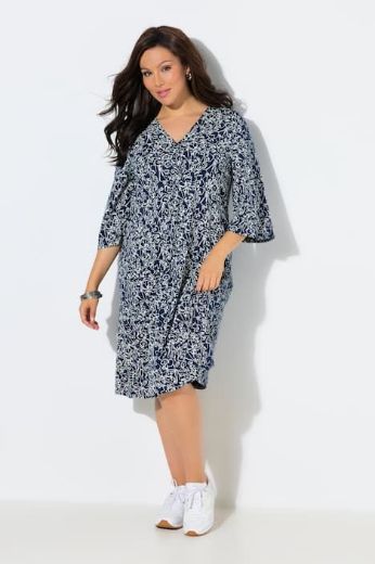 Moda za polnejše Haljina midi 3/4 rukava plus velikost, xxl, Ulla Popken in Johann Popken (JP1880)
