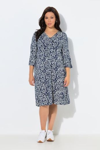 Moda za polnejše Haljina midi 3/4 rukava plus velikost, xxl, Ulla Popken in Johann Popken (JP1880)