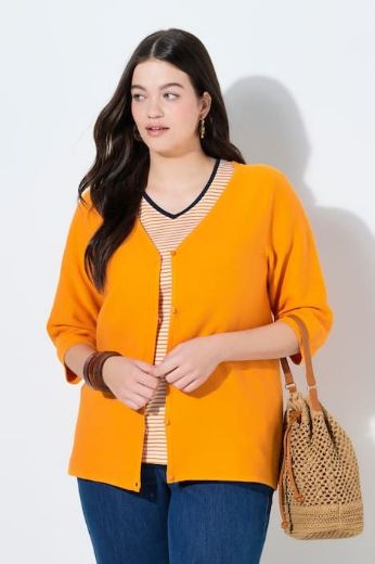 Moda za polnejše Kardigan s 3/4 rukavima plus velikost, xxl, Ulla Popken in Johann Popken (JP1880)