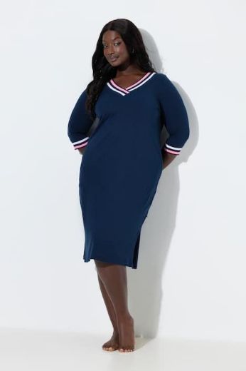 Moda za polnejše Spavaćica s V izrezom na pruge plus velikost, xxl, Ulla Popken in Johann Popken (JP1880)