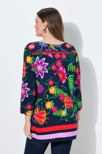 Moda za polnejše Majica A kroja  s 3/4 rukavima cvjetnog printa plus velikost, xxl, Ulla Popken in Johann Popken (JP1880)