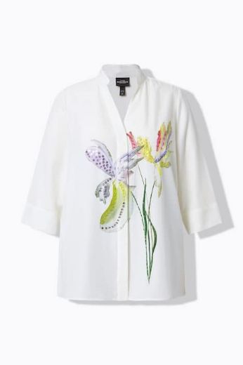 Moda za polnejše Bluza 3/4 rukava V ovratnika plus velikost, xxl, Ulla Popken in Johann Popken (JP1880)