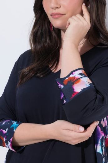 Moda za polnejše Majica 3/4 rukava V ovratnika plus velikost, xxl, Ulla Popken in Johann Popken (JP1880)