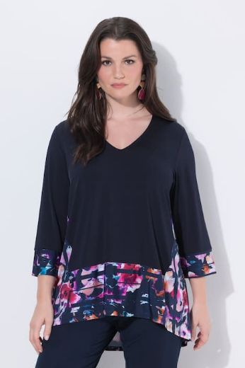 Moda za polnejše Majica 3/4 rukava V ovratnika plus velikost, xxl, Ulla Popken in Johann Popken (JP1880)