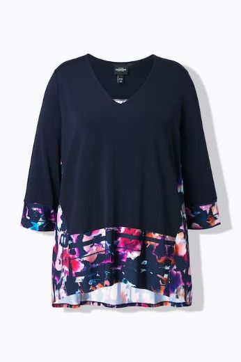 Moda za polnejše Majica 3/4 rukava V ovratnika plus velikost, xxl, Ulla Popken in Johann Popken (JP1880)