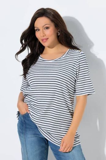 Moda za polnejše Majica kratkih rukava na pruge plus velikost, xxl, Ulla Popken in Johann Popken (JP1880)