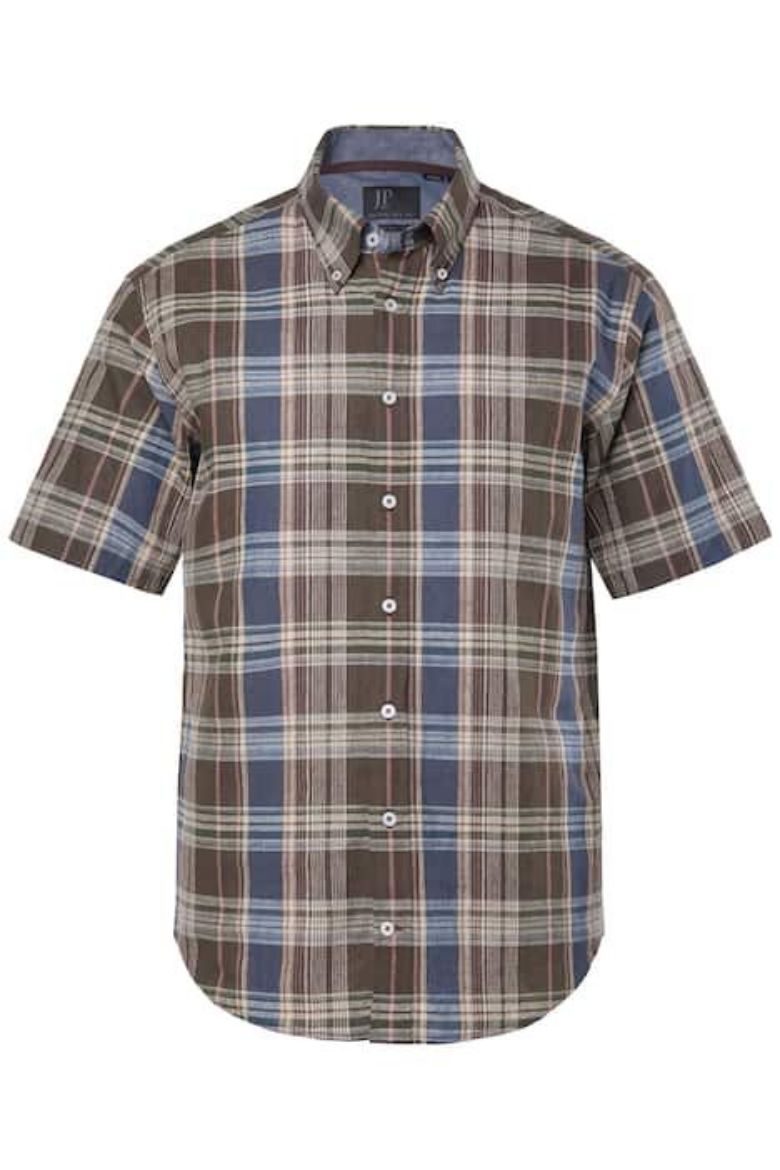 Moda za polnejše Košulja kratkih rukava karirana lanena plus velikost, xxl, Ulla Popken in Johann Popken (JP1880)