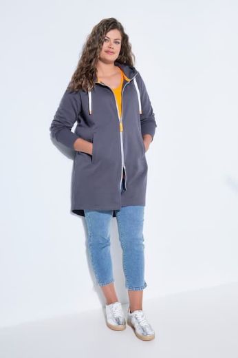 Moda za polnejše Majica dugih rukava s patentnim zatvaračem i kapuljačom dužeg kroja plus velikost, xxl, Ulla Popken in Johann Popken (JP1880)