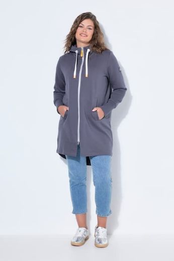 Moda za polnejše Majica dugih rukava s patentnim zatvaračem i kapuljačom dužeg kroja plus velikost, xxl, Ulla Popken in Johann Popken (JP1880)