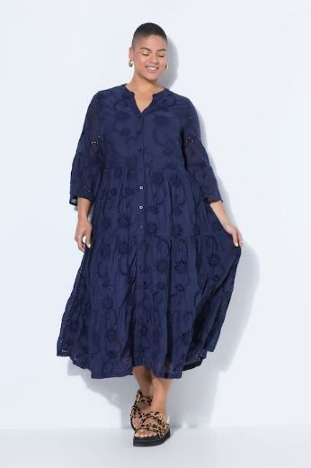 Moda za polnejše Haljina maxi 3/4 rukava na volane plus velikost, xxl, Ulla Popken in Johann Popken (JP1880)