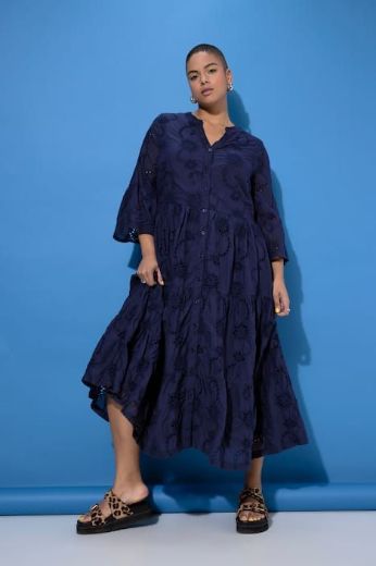 Moda za polnejše Haljina maxi 3/4 rukava na volane plus velikost, xxl, Ulla Popken in Johann Popken (JP1880)