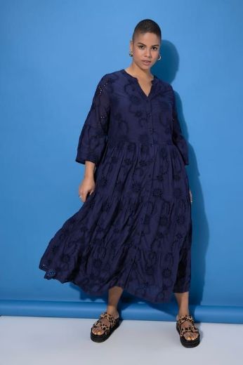 Moda za polnejše Haljina maxi 3/4 rukava na volane plus velikost, xxl, Ulla Popken in Johann Popken (JP1880)