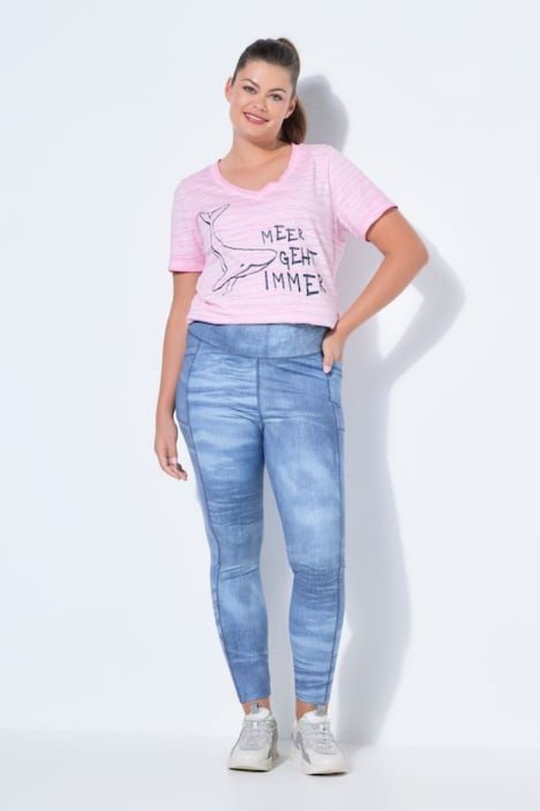 Moda za polnejše Hlače dugih nogavica elastičnog struka traper uzorak plus velikost, xxl, Ulla Popken in Johann Popken (JP1880)