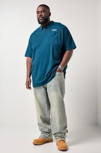 Moda za polnejše Majica polo kratkih rukava s patentom plus velikost, xxl, Ulla Popken in Johann Popken (JP1880)